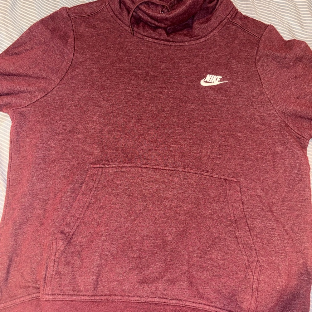 Nike Maroon Heather Hoodie with White Swoosh Label